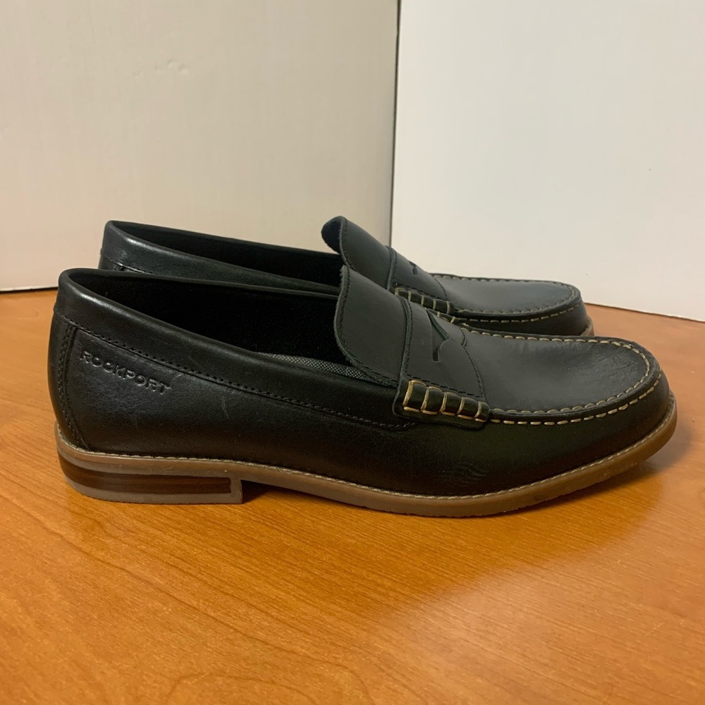 Rockport Cayleb CG8364 Black Slip On Casual Dress Penny Loafers Men's US 8M